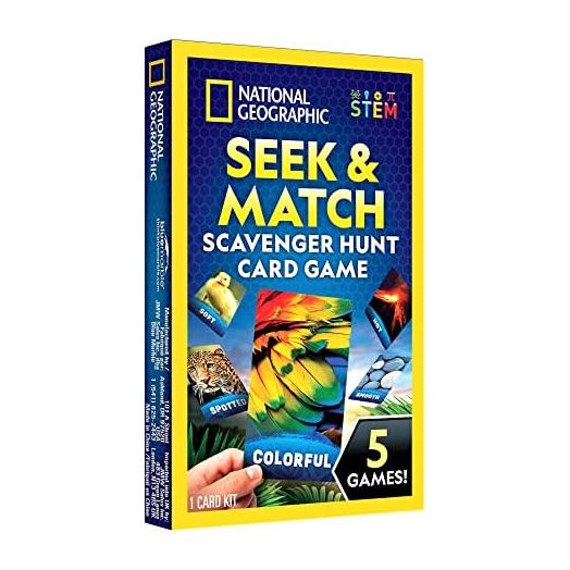 National Geographic Scavenger Hunt for Kids Card Game - Seek & Match Objects from 40 Jumbo-Sized Cards, Camping Games, Activities for Toddlers, Car Game, Kids Outdoor Activities, Stocking Stuffers