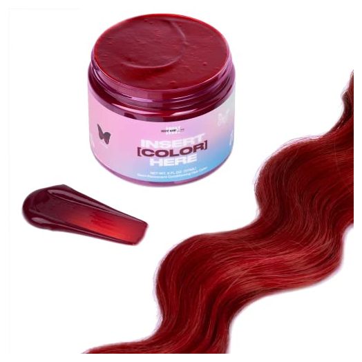 INH Semi Permanent Hair Color Ruby Red, Color Depositing Conditioner, Temporary Hair Dye