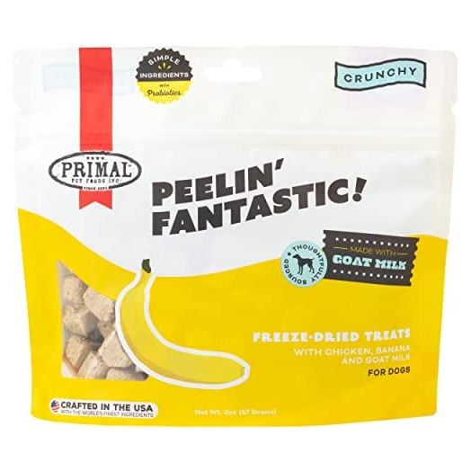 Primal Freeze Dried Chicken & Banana Dog Treats with Goat Milk, Peelin' Fantasic Training Natural Treats Dogs, 2 oz