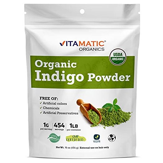 Vitamatic Certified USDA Organic Indigo Powder 1 Pound (16 Ounce)