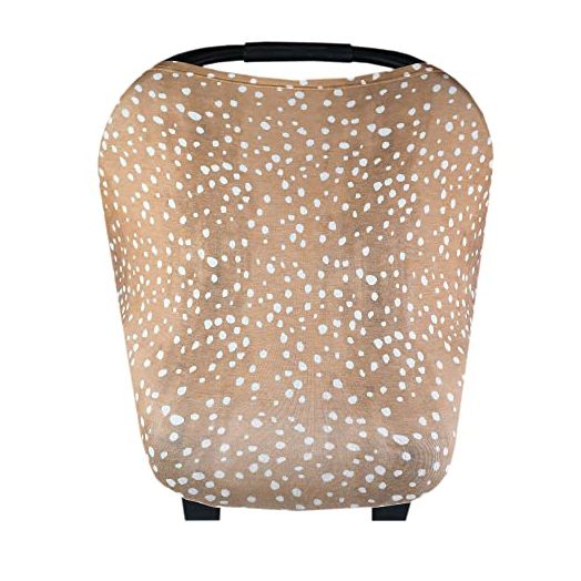 Baby Car Seat Cover Canopy and Nursing Cover Multi-Use Stretchy 5 in 1 Gift"Fawn" by Copper Pearl