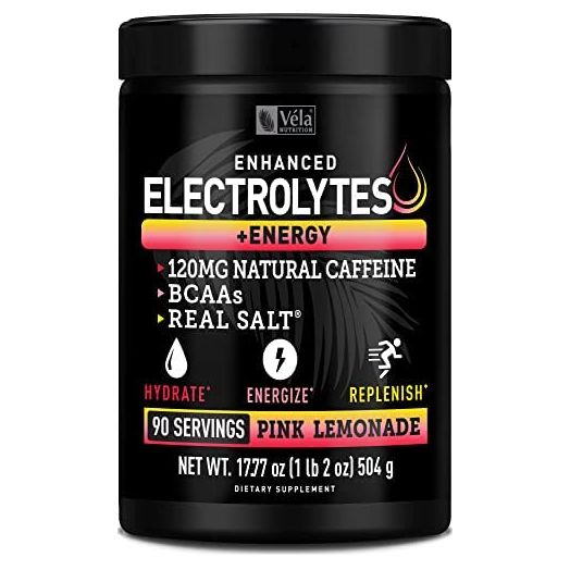 Electrolyte Powder Recovery Drink + Energy (90 Servings | Pink Lemonade) w Real Salt +BCAAs Sugar Free Electrolyte Supplement w Potassium Zinc & Magnesium for Hydration - Keto Electrolytes
