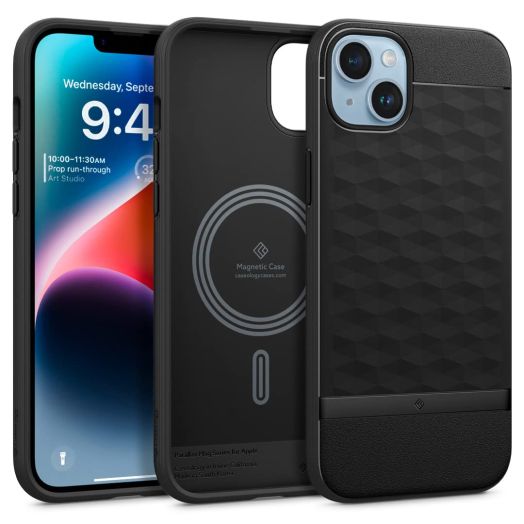Caseology Parallax Mag Case [Built-in Magnet] Designed for Magsafe Compatible with iPhone 14 Case (2022) with iPhone 13 Case (2021) - Matte Black