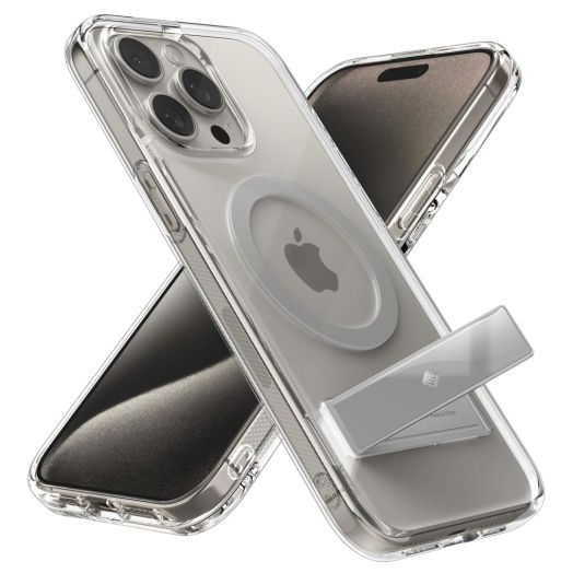 Caseology Capella Mag Kickstand for iPhone 15 Pro Case 5G [Ultra-Clear Anti-Yellowing] Military Grade Drop Tested (2023) - Clear Titan Natural