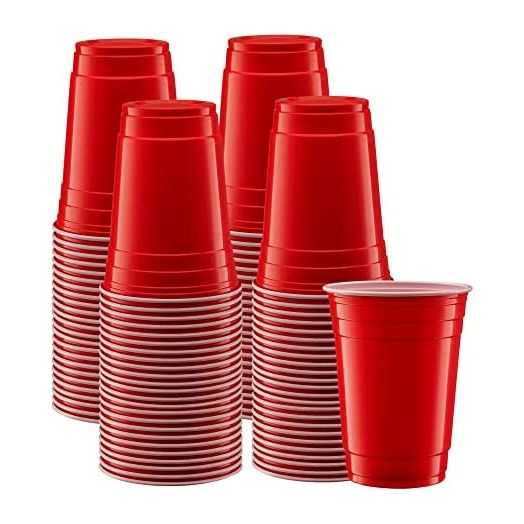 Disposable Party Plastic Cups, 18 oz. Red Drinking Cups (100 Pack)