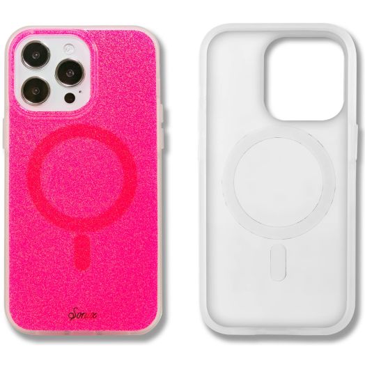 Sonix Glitter Case for iPhone 14 Pro Max | Compatible with MagSafe | 10ft Drop Tested | Pink Punch