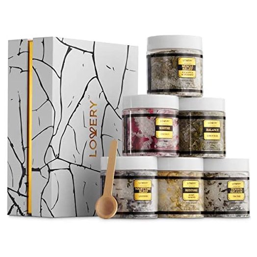 Epsom Bath Salts Gift Set, Relaxing Spa Salt with Essential Oils, Bubble Bath Soaks - Lavender, Eucalyptus Spearmint, Lemon Basil, Coconut, Tea Tree, Honey Almond Epsom Salt, Self Care Gifts for Women
