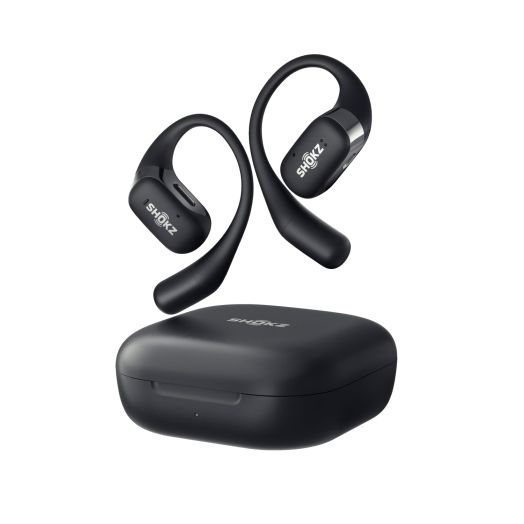 SHOKZ OpenFit - Open-Ear True Wireless Bluetooth Headphones with Microphone, Earbuds with Earhooks, Sweat Resistant, Fast Charging, 28HRS Playtime, Compatible with iPhone & Android