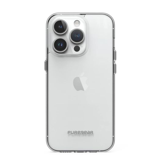 PureGear Slim Shell Case for Apple iPhone 14 Pro (2022) 6.1", Flexible and Durable, Protective Snap-On, Functional Metal Button,Wireless Charging Ultra-Thin Slim Fit iPhone 14 Pro Case (Clear)