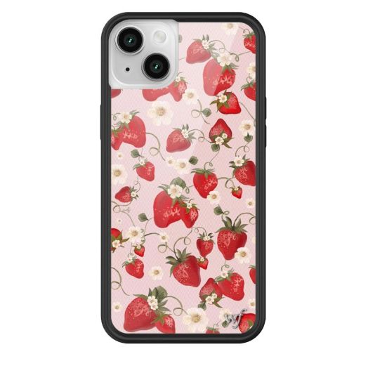 Wildflower Cases - Strawberry Fields Case, Compatible with Apple iPhone 14 Plus | Pink, Red, Fruit, Trendy, Coquette - Protective Black Bumper, 4ft Drop Test Certified, Women Owned Small Business