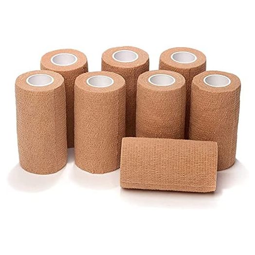 Self Adhering Bandage Wrap (Bundle Pack of 8) | 3 Inch by 5 Yards Non Woven Self Adhesive Bandage Wrap | Brown Athletic Tape for Wrist, Hand and Ankle wrap | Premium-Grade Medical Bandage Tape