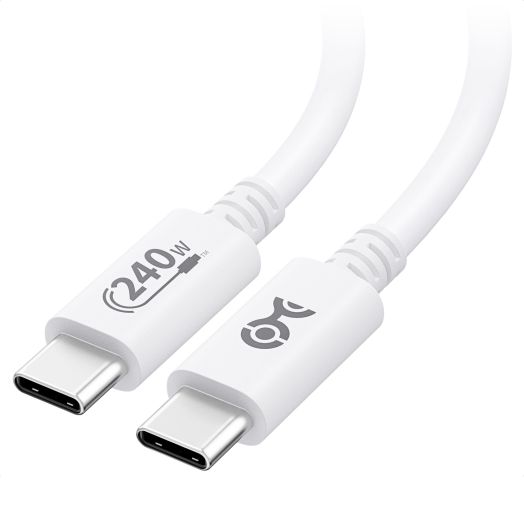 Cable Matters [USB-IF Certified] 240W USB C Cable 6.6 ft in White for MacBook Pro, iPad Pro, iPhone 15 Pro, Apple Vision Pro (140W USB C Charger Cable, USB C Charging Cable, USB 2.0, No Video)
