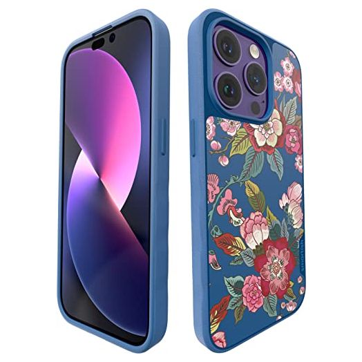 Smartish iPhone 14 Pro Slim Case - Gripmunk Compatible with MagSafe [Lightweight + Protective] Thin Grip Cover with Microfiber Lining - Flirty Flowers