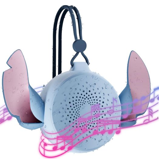iJoy Disney Lilo and Stitch Bluetooth Shower Speaker with Suction Cup – IPX4 Rated Water Resistant Stitch Speaker for Shower, Baths| Up to 5 HRs Playtime, Built in Controls and Mic for Phone Calls