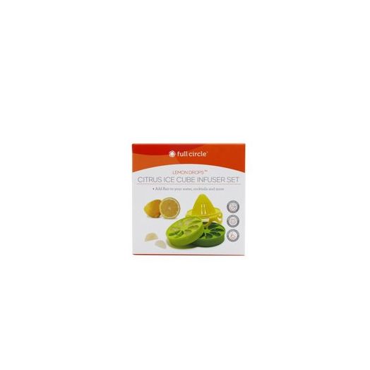 Full Circle Lemon Drops Citrus Ice Cube Infuser Set, (Set of 2), Yellow and Green
