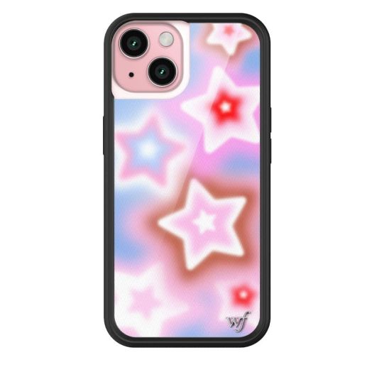 Wildflower Cases - Dream Star Case, Compatible with Apple iPhone 15 | Blue, Pink, White, Stars, Modern, Trendy - Protective Black Bumper, 4ft Drop Test Certified, Women Owned Small Business