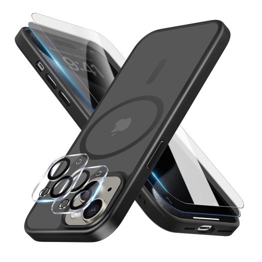 for iPhone 15 Plus Case, Black for iPhone 15 Plus Cases, Tempered Glass Clear & Privacy Screen Protectors, Camera Protectors, Compatible with MagSafe, Military Grade Protection, Slim