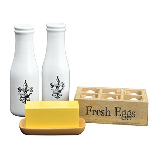 The Queen's Treasures 11 Piece Vintage Kitchen Food Accessory, 2 Milk Bottles, Butter with Dish and Fresh Eggs with Crate. Compatible with American Girl Dolls Kitchens & Furniture