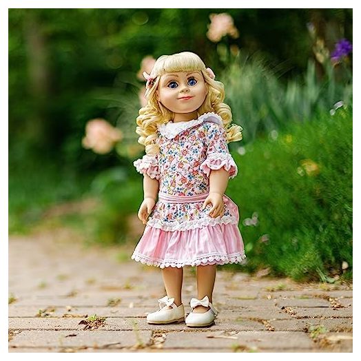 The Queen's Treasures 18 Inch Doll Clothes, Little House on The Prairie Pink Floral Dress with Hair Bows, and Pantaloons, Compatible for Use with American Girl Dolls