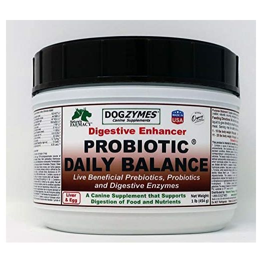 Dogzymes Probiotic Daily Balance - Supplies Nutritional Support and Live microorganisms for intestinal Well-Being as Well as enzymes for Proper Digestion. Liver and Egg Base. (1 Pound)