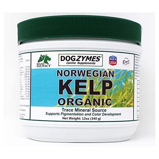 Dogzymes Organic Norwegian Kelp for Pets, a Valuable Nutrition Source Rich in Iodine to Support Gland Function, Especially The Thyroid