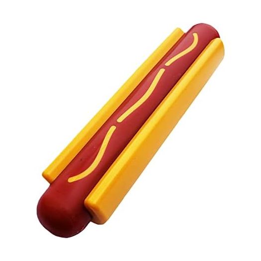 SodaPup Hot Dog – Durable Dog Chew Toy Made in USA from Non-Toxic, Pet Safe, Food Safe Nylon Material for Mental Stimulation, Clean Teeth, Fresh Breath, Problem Chewing, Calming Nerves, & More