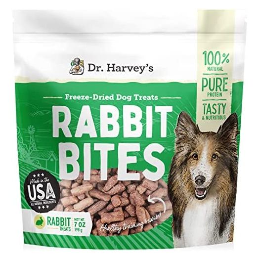 Dr. Harvey's Rabbit Bites Freeze Dried Dog Training Treats with Rabbit Meat for Dogs, 7 Ounces
