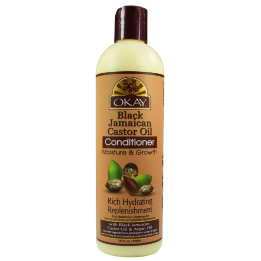 OKAY Black Jamaican Castor Oil Moisture & Growth Dandruff Relief Daily Conditioner with Citrus Tropical Scent, 12 fl oz