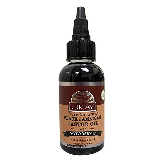 OKAY| Black Jamaican Castor Oil With Vitamin E And Panthenol | Helps Soothe Scalp & Skin| Improves Blood Circulation| Helps Naturally Grow Healthy Hair, Balances Oily Hair, Stimulate Hair Follicles| For all Hair & Skin Types| Made in USA| 4oz
