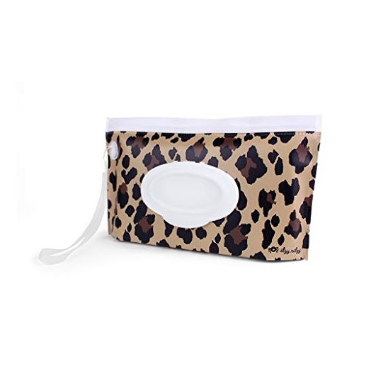 Itzy Ritzy Reusable Wipe Pouch – Take & Travel Pouch Holds Up To 30 Wet Wipes, Includes Silicone Wristlet Strap, Leopard