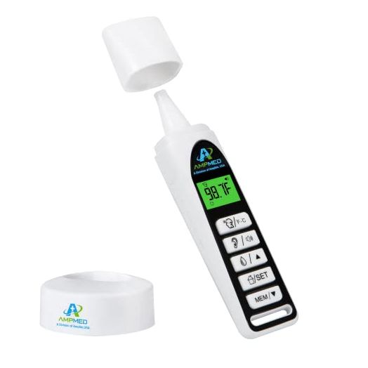 Amplim No Touch Professional Forehead and Ear Thermometer | Non-Contact Medical Grade Digital Baby Thermometer for Kids Adults Infants Toddlers | Touchless Temporal Thermometer FSA HSA Eligible