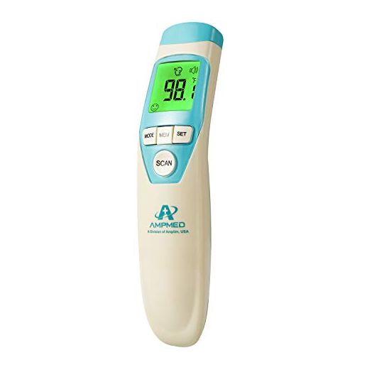 Amplim Hospital Medical Grade Non Contact Clinical Infrared Forehead Thermometer for Baby and Adults, CA-2, Sand Castle
