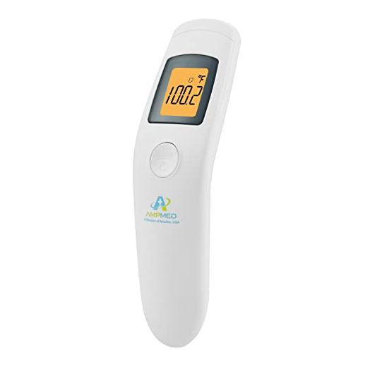 Amplim Hospital Medical Grade Non Contact Digital Clinical Forehead Thermometer for Adults, Kids, Toddlers, Infants, and Babies, FSA HSA Approved, W3A, White