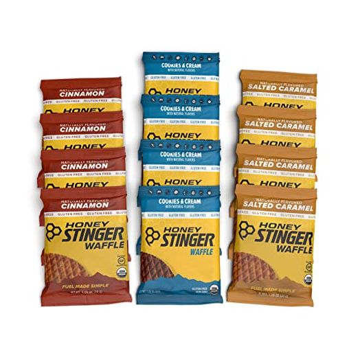 Honey Stinger Gluten Free Organic Waffles – Variety Pack With Sticker – 12 Count – Energy Source for Any Activity – Salted Caramel, Cinnamon and Cookies & Cream