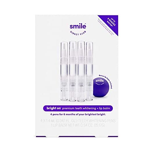 SmileDirectClub Teeth Whitening Kit with Lip Balm - 4 Pack 1.4ml Gel Pens - Professional Strength Hydrogen Peroxide