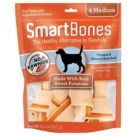 SmartBones Sweet Potato Dog Chew, Medium, 4 pieces/pack