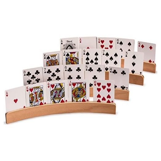 Yellow Mountain Imports Panorama Wooden Playing Card Holders/Racks - Set of 4 Card Organizers