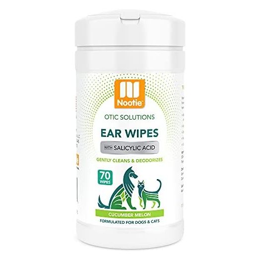 Nootie Dog & Cat Ear Wipes with Salycyclic Acid- Cucmber Melon - 70 Wipes - Vegan Friendly - Sold in Over 5000 Vet Clinics