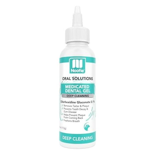 Nootie Medicated Dental Gel for Dogs, Freshens Breath and Cleans Teeth for Dogs - Prevents Plaque and Tartar Dog Oral Care, 4oz