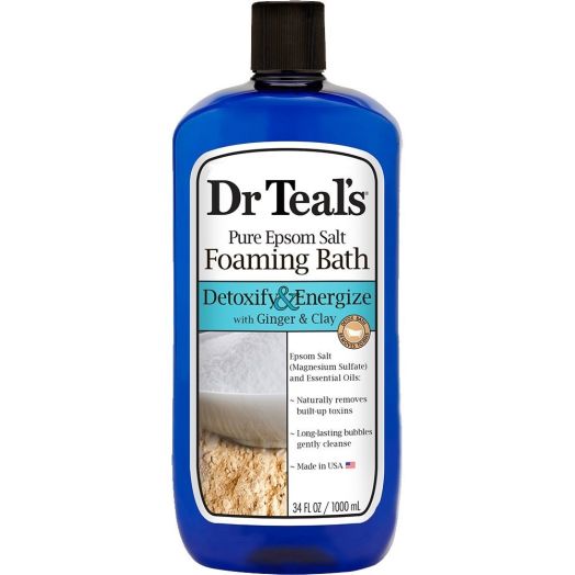 Dr Teal's Detoxify & Energize Foaming Bubble Bath with Pure Epsom Salt, Ginger & Clay, 34 fl. oz.