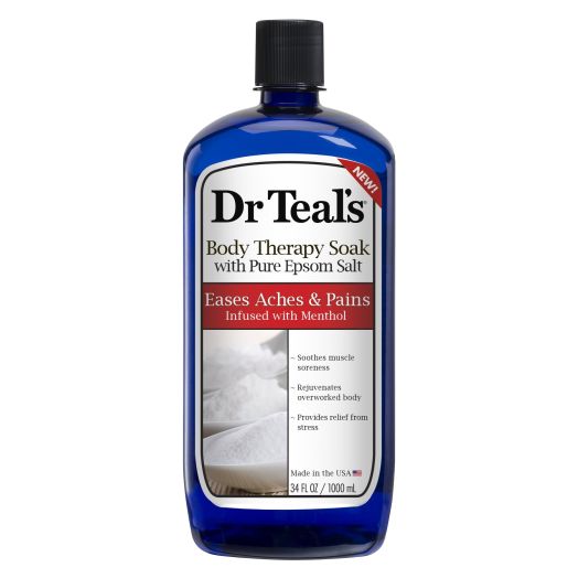 Dr Teal's Body Therapy Soak with Pure Epsom Salt, Eases Aches & Pains Infused with Menthol, 34 oz