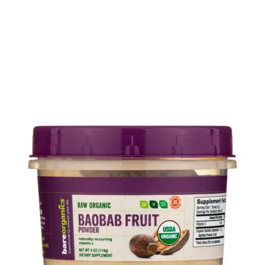 BareOrganics Raw Organic Baobab Fruit Powder - 4 oz (114 Grams)