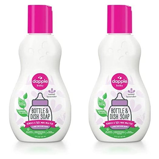 Bottle and Dish Soap by DAPPLE Baby, Hypoallergenic, Plant-Based, Sweet Lavender, 3 Fl Oz (Pack of 2)