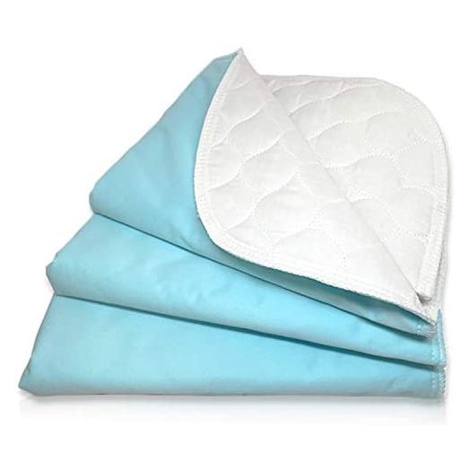 RMS Ultra Soft 4-Layer Washable and Reusable Incontinence Bed Pad - Waterproof Bed Pads, 18"X24" (3 Pack)