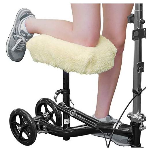 RMS Knee Walker Pad Cover - Plush Synthetic Faux Sheepskin Scooter Seat Cushion - Padded Foam for Comfort During Injury - Washable and Reusable - Fits Most Knee Scooters