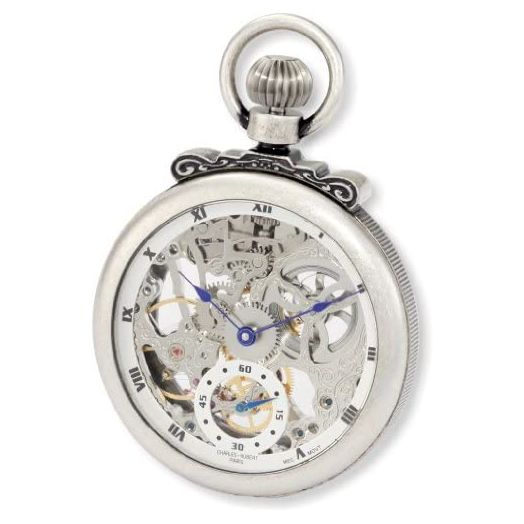 Charles-Hubert, Paris 3869-S Classic Collection Antiqued Finish Open Face Mechanical Pocket Watch