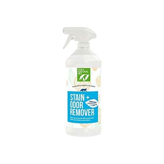 Only Natural Pet Enzyme Powered Stain & Odor Eliminator - Professional Pet Urine Pee Cleaner Deodorizer for Cats - Hardwood Floors Carpets Upholstery - Fresh Mandarin Orange & Green Tea Scent 32Floz