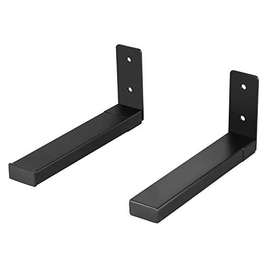 WALI Center Channel Speaker Wall Mount Dual Bracket Holder Stands, Hold up to 30 lbs, Arms Extend Adjustment from 7 to 11.5 inch (SLK201), Black
