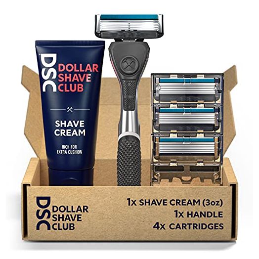 Dollar Shave Club | Diamond Grip Club Razor Handle, 6-Blade Club Razor Cartridges, Shave Cream with Aloe and Coconut Oil, Easy to Grip Handle, Shaving Kit, Value Bundle, 6 Piece Set