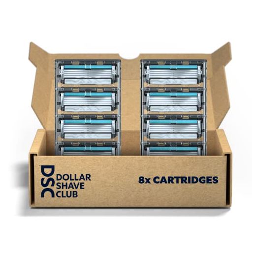 Dollar Shave Club | 4-Blade Club Razor Refill Cartridges, 8 Count | Precision Cut Stainless Steel Blades, Great For Longer Hair and Hard to Shave Spots, Optimally Spaced For Easy Rinsing, Silver/Blue
